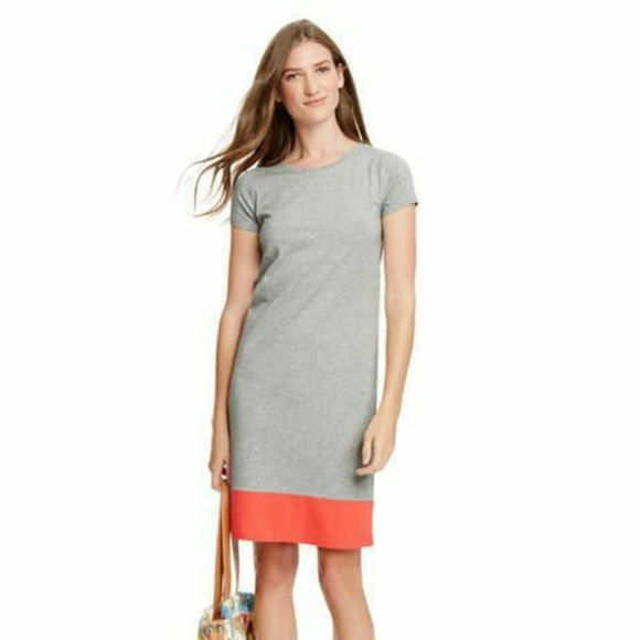 Boden T shirt Colorblock Jersey Shift Dress Size 6R Gray Coral Sundress - Picture 1 of 11
